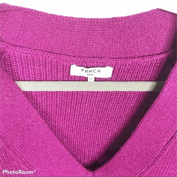 FRNCH PARIS Pull Over V Neck Ribbed Knit S/M - Picture 6 of 8